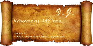 Vrbovszky János névjegykártya